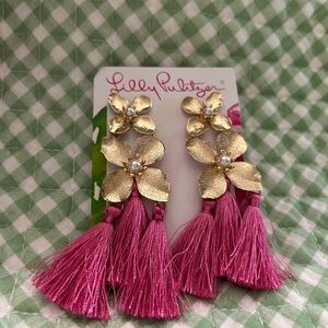 Lilly Pulitzer Gold Pink Tassel Earrings